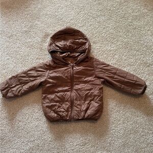 SHEIN Brown Puffer Jacket with Hood